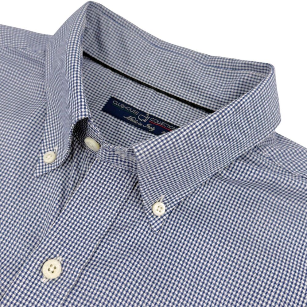 Masters Clubhouse Collection Micro Houndstooth Masters Button Down Shirt Blue XL